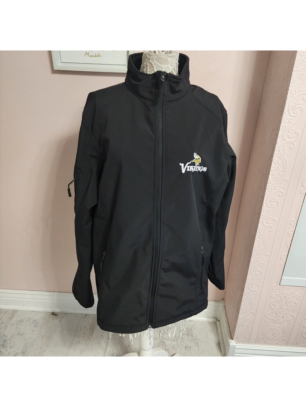 Minnesota Vikings Men’s XXL Black Full-Zip Jacket NFL Lightweight Coat